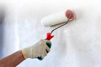wall painting with a roller